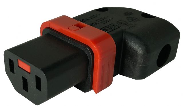  PA130100RBK Right/Left IEC LOCK+ Locking Rewireable IEC320-C13  Right & Left Angled Connector" 