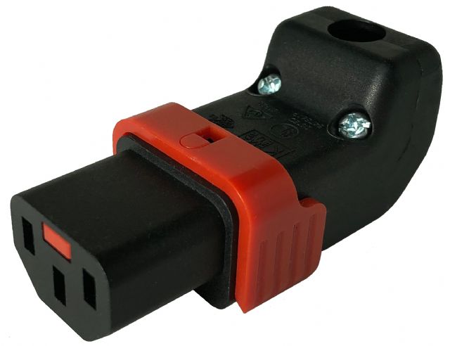 IEC LOCK+ Locking Rewireable IEC320-C13  Up & Down Angled Connector" PA130100DBK