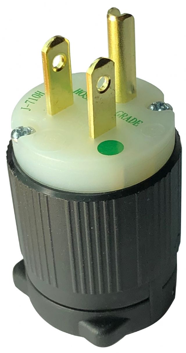 Hospital Grade BLACK NEMA 5-15P "Green Dot" Replacement Plug - Easy Assembly - Durable Nylon