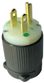 Hospital Grade BLACK NEMA 5-15P Green Dot Replacement Plug - Easy Assembly - Durable Nylon