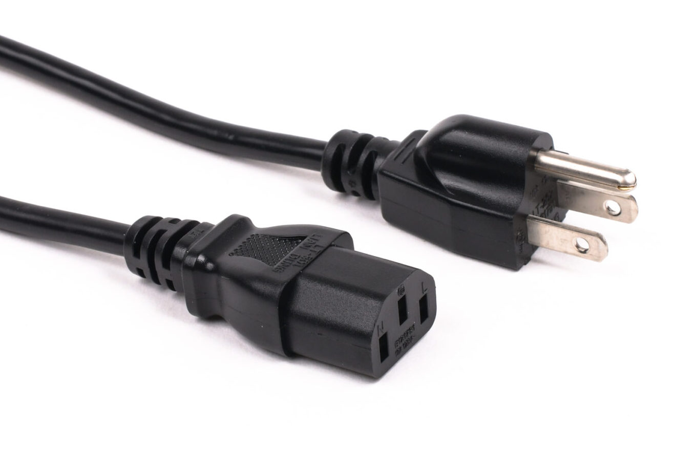 Kentek 10ft Black AC Power Cord | NEMA 5-15P To IEC-60320 C13 | 18AWG 10A/125V SVT | UL/CSA Certified