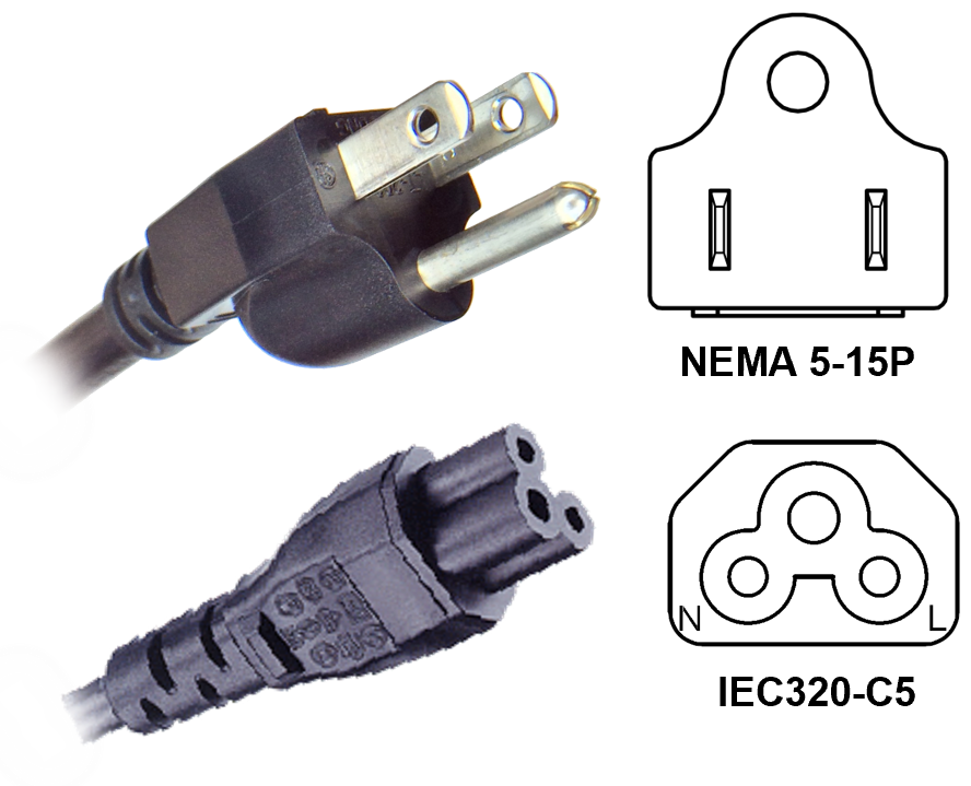 NEMA 5 15P To IEC320 C5 6 0 18AWG SVT Black Power Cord Webber nema-5-15p-to-iec320-c5-6-0-18awg-svt-black-power-cord-webber